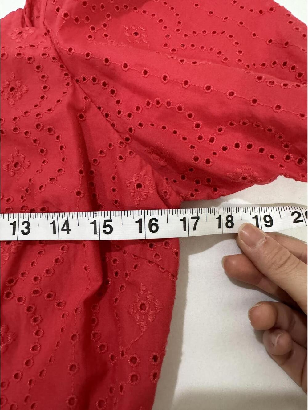 Ann Taylor Red Eyelet Puff Sleeve Peplum Cottagecore Square Neck Top- Size Small - Picture 7 of 9
